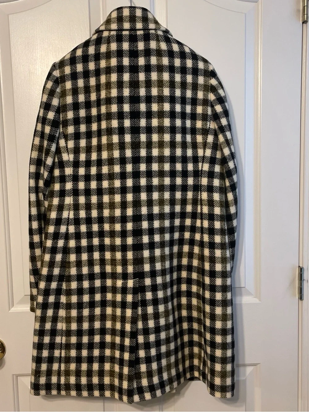 J. CREW Ladies Double Breasted Long Wool Coat, Ivory Multi plaid, Sz 8 NWOT! - Picture 3 of 16